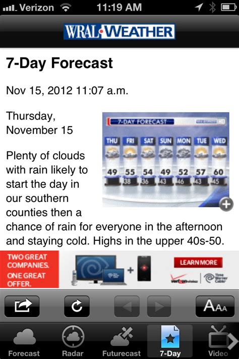 wral 7 day hourly forecast.